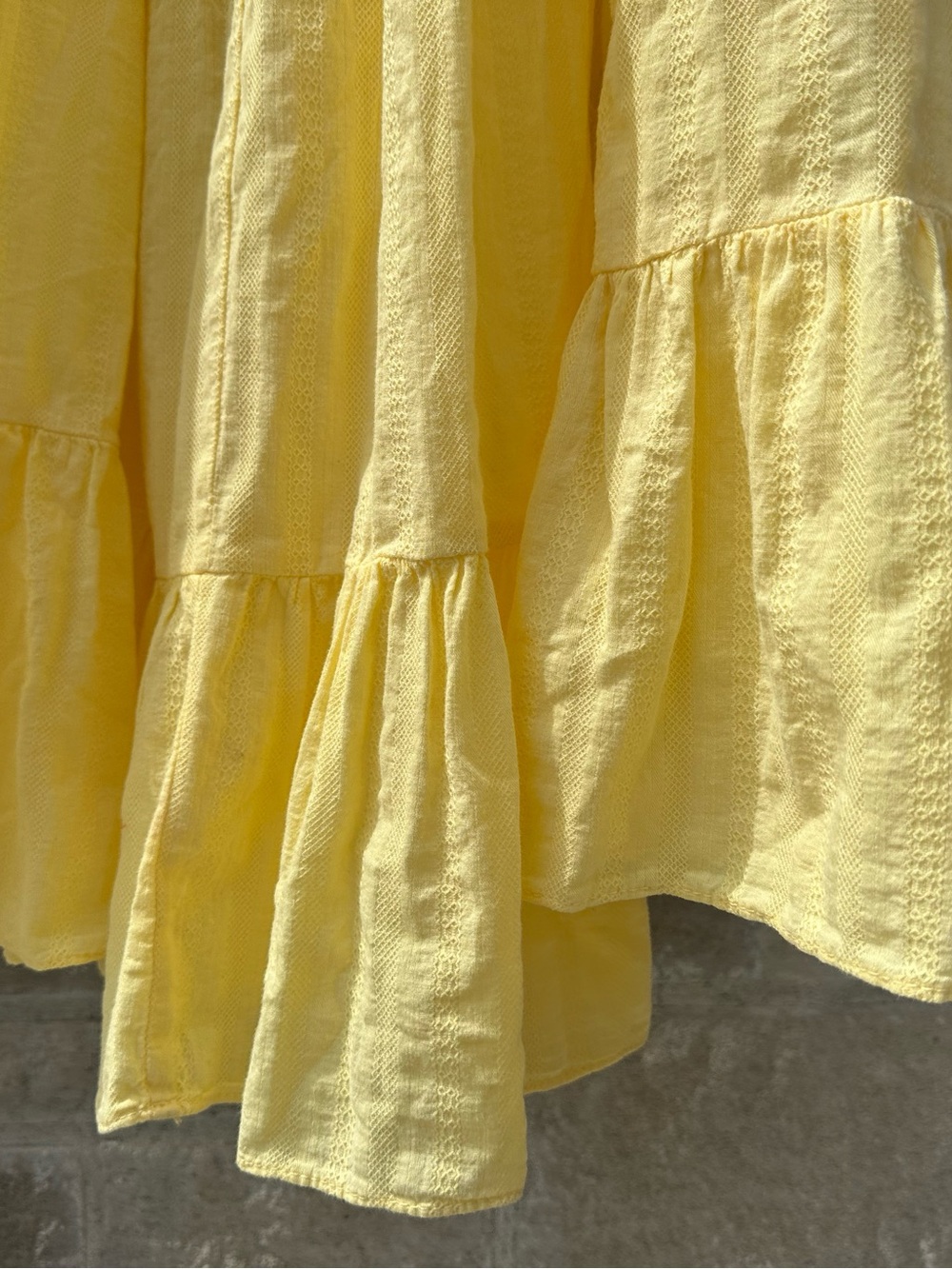 Zara NWT Romantic Resort Vacation Yellow Open Back Tie Up Tiered Maxi Dress (XL) - Picture 9 of 9